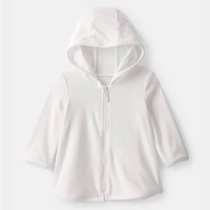Kids' White Hooded Zip Jacket